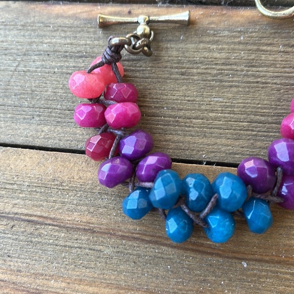 Fossil Chunky Faceted Beaded Ombré Rainbow Bracelet! EUC - Picture 10 of 11